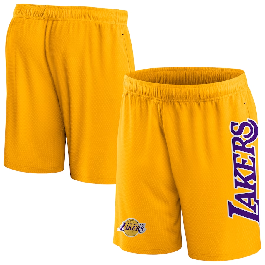 2024 Men NBA Los Angeles Lakers yellow shorts